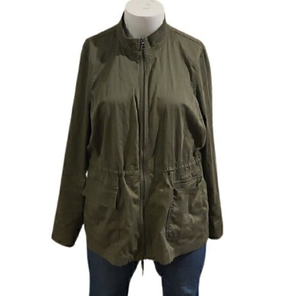 [Lane Bryant] Olive Green Military Zip Up Jacket - Size 14/16